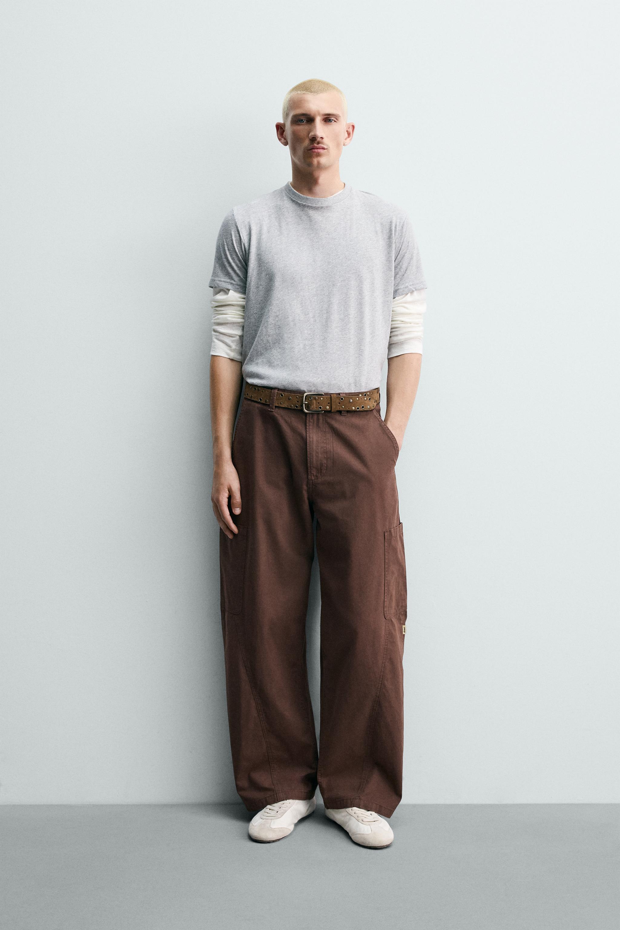 BALLOON FIT CARGO PANTS WITH SEAMS